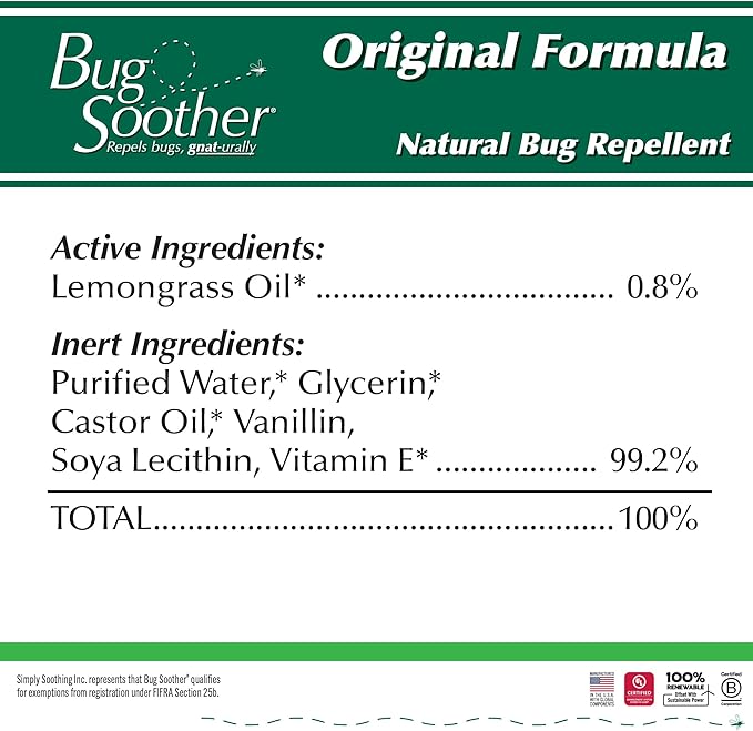 Bug Soother Natural Insect Repellent Spray (3 ct 4 oz. + 1 oz. Bonus Bottle) – DEET-Free Mosquito & Bug Spray – Family-Safe, Plant-Based Protection | for Mosquitoes, Gnats & No-See-Ums – Made in USA