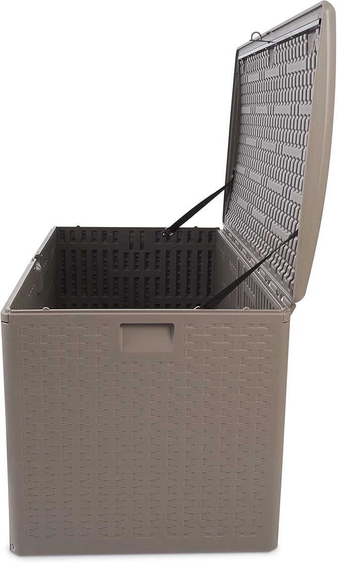 Plastic Development Group Outdoor Storage Deck Box, Standard Close, 99 Gallon, Driftwood