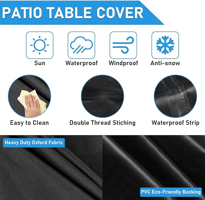 Outdoor Table Cover Square, 37 Inch Waterproof Patio Square Table Covers, Heavy Duty Outdoor Small Furniture Cover - 37 x 37 x 28 Inch