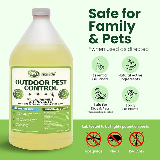 Mosquito Magician Handheld Battery Sprayer Bundle – Includes 2 × 1-Gallon Ready-to-Use Mosquito Spray – Kills Mosquitoes, Fleas & Fire Ants – Adjustable Nozzle for Easy Yard & Patio Application