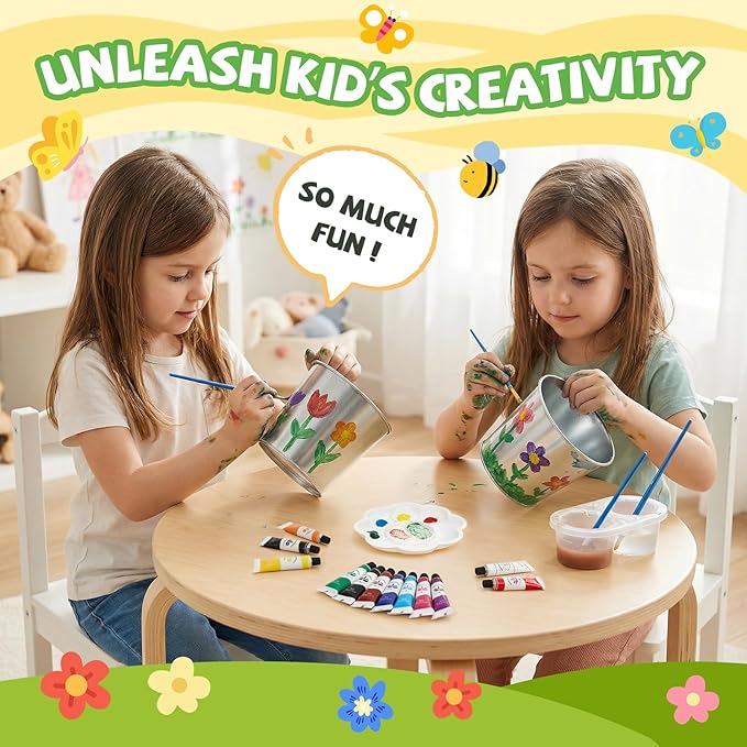 Paint & Plant Flower Growing Kit for Kids - Easter Gifts for Kids Gardening Set with 4 Pots - Unique Birthday, Crafts & Arts, Gardening Gifts for Girls & Boys, Ages 5, 6, 7, 8-12 Years Old