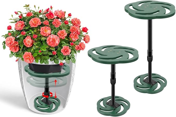 Axcoix 2 Pack Adjustable Height Plant Risers for Inside Pots, 7.5-12" Plastic Planter Inserts for Large Pots, Pot Fillers for Tall Square Round Taper Planters (6" 8" 10" Base or Top)