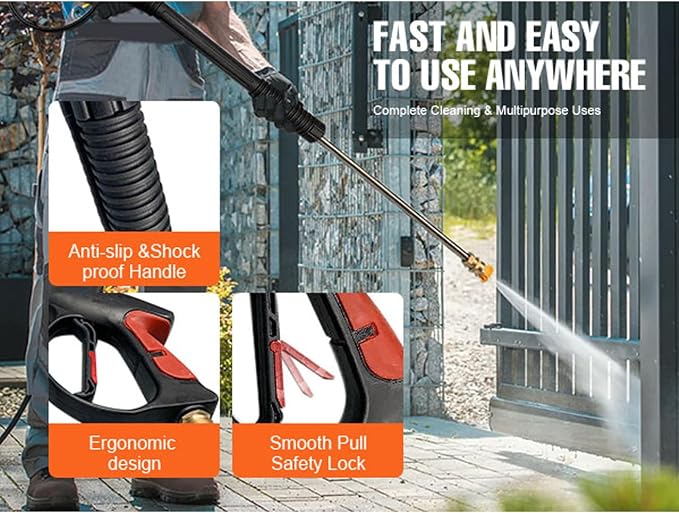 8-Part Pressure Washer Gun Replacement Kit, 5 Quick Connect Spray Nozzles, 3600PSI Power Washer Gun, 26Ft 3000PSI Hose, 19" Jet Wand, Pressure Washer Parts