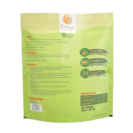 Mustard Oil Cake Powder – All-Purpose Natural Fertilizer for Flowers, Vegetables, Herbs, Fruit Trees & Plants – Natural Cold-Pressed Plant Food and Soil Conditioner – Booster for Lush Growth (3 lb)