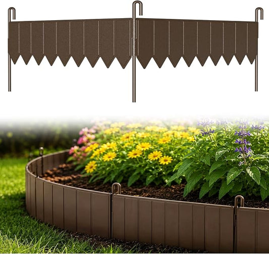 25 Panels Modular Metal Garden Edging 3.2in (H) x 33 ft (L)–Landscape Edging with 26 Stakes, Adjustable 0-270°for Curved Lawn & Flower Bed Borders, No Dig Metal Edging for Landscaping (Rust)
