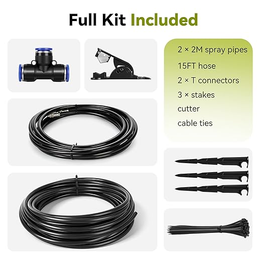 High-Flow Tree Irrigation System, 15FT 12mm Hose & 2Pcs 6.5FT Adjustable Nozzles, for Tree Roots & Canopies Irrigation, Leaf & Fruit Cleaning, Ideal for Fruit Trees & Ornamental Trees