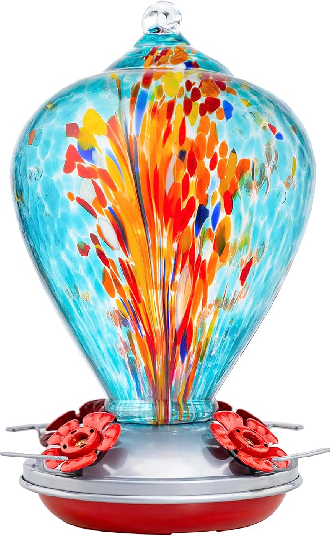 Muse Garden Hummingbird Feeders for Outdoors Hanging, Blown Glass Hummingbird Feeder Gifts for Women, Garden Decor Backyard Decor, Unique Gardening Gifts for Older Women, 34OZ, Comet | Muse Garden Hummingbird Feeders for Outdoors Hanging, Blown Glass H...