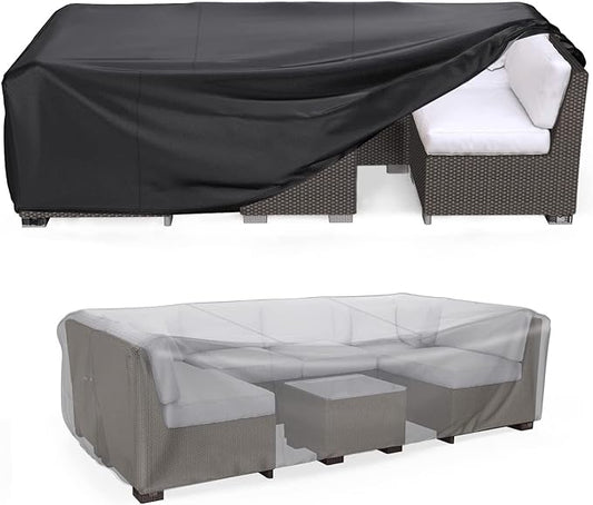 Patio Furniture Set Cover Waterproof, Mrrihand Outdoor Sectional Sofa Set Cover Heavy Duty 600D Table and Chair Set Cover 98" L× 78" W× 30" H