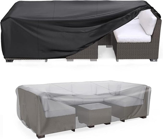 Mrrihand Patio Furniture Set Cover Waterproof, Outdoor Sectional Sofa Set Cover Heavy Duty 600D Table and Chair Set Cover 62" L× 42" W× 28" H