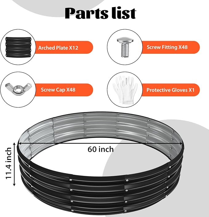 YSEJOMP 60 Inch Round Galvanized Fire Pit Ring/Fire Ring - Foldable and Perfect for Outdoor Gatherings and Campfires in The Yard/Garden/Park/Beach (Black+Gray, 5 FT Diameter+1 FT Tall)