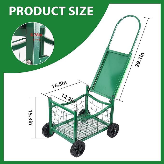 Garden Rolling Work Seat with Wheels | Padded Foam Cushion, Hold Max. 350Lbs