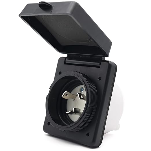 Veepeak 30 Amp Shore Power Inlet NEMA L5-30P 125V Twist Locking Plug with Cover for Boat RV Trailer Camper Van, Weatherproof, Screws Included, ETL Listed