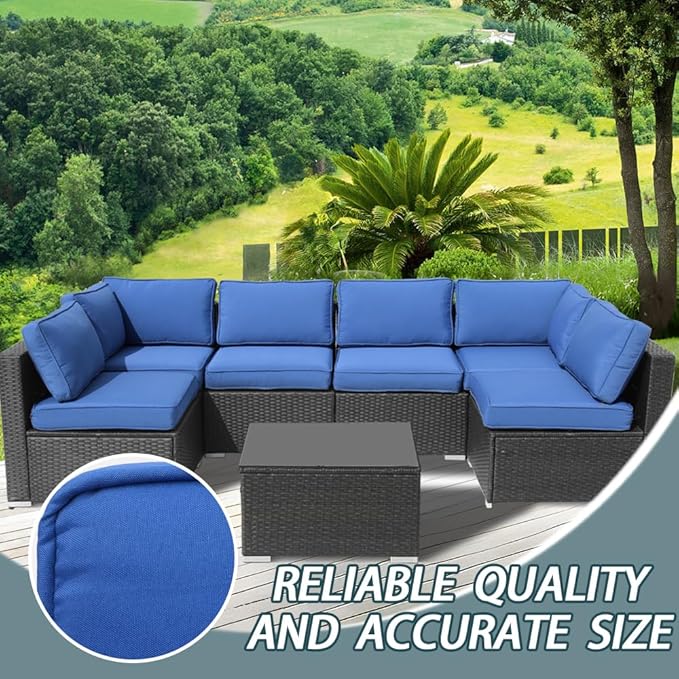 14Pcs Outdoor Cushion Covers Replacement Washable w/Zipper for 6-Seaters Sofa Patio Slipcovers Set Seat and Back Covers Only-25x25x3.15inch