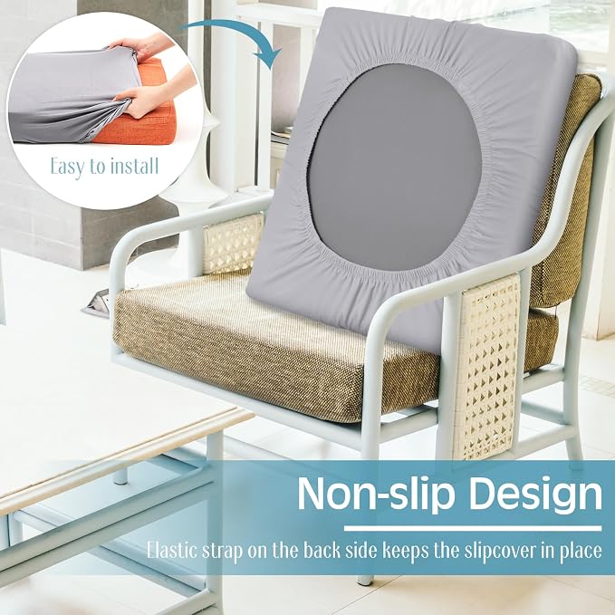 Newwiee 12 Pcs Patio Cushion Covers Outdoor Stretch Sofa Couch Cover Replacement Couch Slipcover Sofa Seat Chair Porch Patio Furniture Protector, Flexibility Washable(Light Gray,Moroccan and Solid)