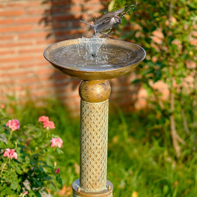 35.4"H Metal Bird Bath for Outside,Vintage Bird Bath,Garden Lawn Yard Decor | Cylindrical Base Bird Bath,Bird Feeder Seed Tray Garden,Bird Baths for Outdoors