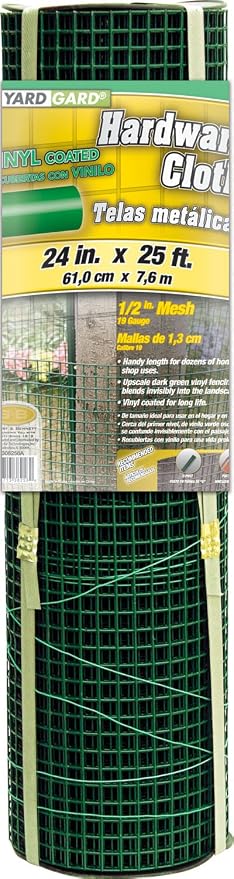 YARDGARD 1/2 Inch Mesh Welded Wire Fence, Hardware Cloth, 19 Gauge Galvanized Steel for Garden Protection, Cage Fencing, Chicken and Rabbit Barriers, and Crafts, 24 Inches x 25 Feet