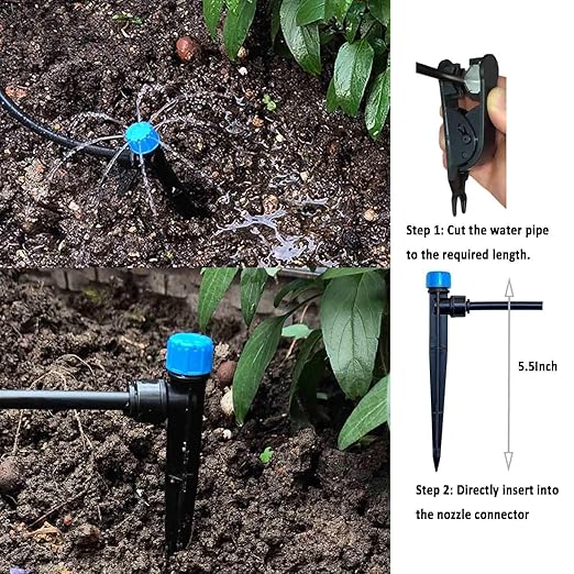 Drip Irrigation System with Water Timer for Garden,Main ID 1/2inch 16.5Ft and 1/4inch 96Ft Water Hose, Watering System Sufficient Water Pressure, Irrigation Dripper Waterflow Evenly Easy DIY Green