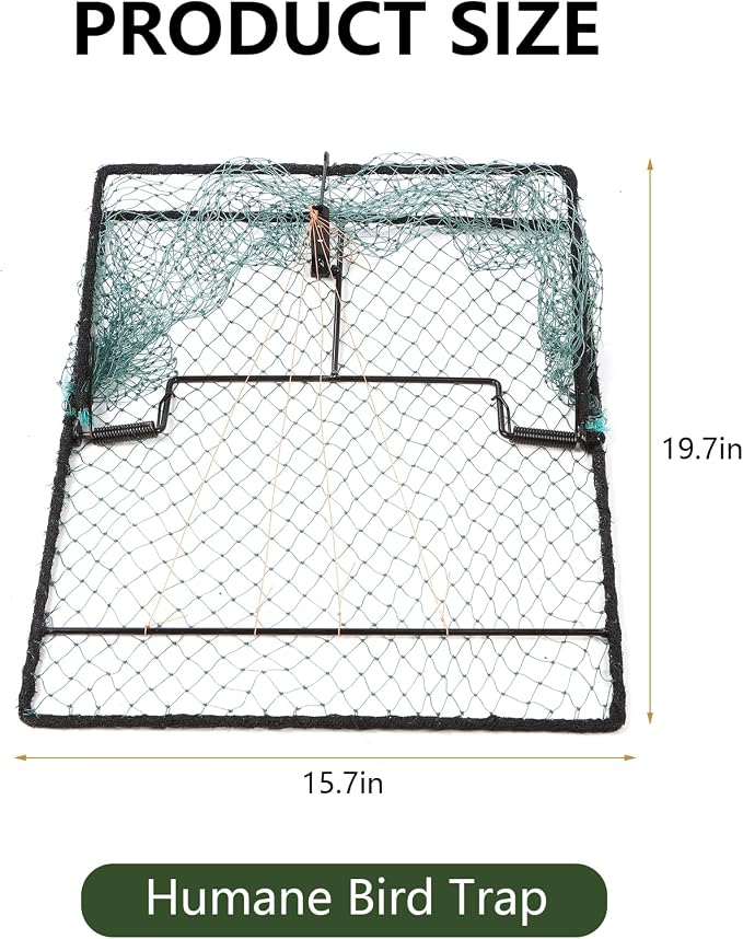 Humane Pigeon Trap,Bird Trap for Quail,Turkey,Net Traps (15.7x19.7 inch)