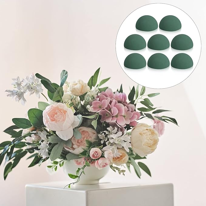 Shihanee 8 Pcs Half Ball Floral Dry Foam Green Round Foam Block Dry Balls Large Flower Craft for Artificial Plant Bouquet Arrangement DIY Craft(5.51 x 2.75 Inches)