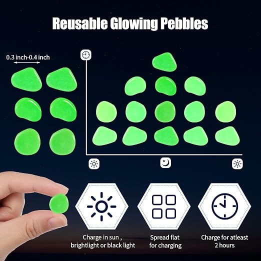 Sasylvia 12000 Pcs Glow in the Dark Rocks Glow in the Dark Stones Glowing Rocks for Garden Outdoor Glowing Fish Tank Pebbles Luminous Stone for Outdoor Yard Patio Aquarium Landscaping (Green)