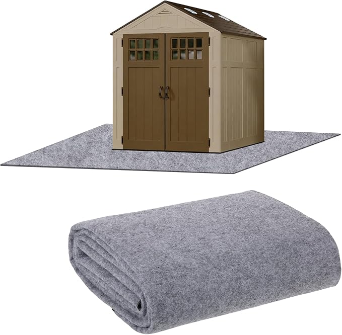 9.8 x 8.2 FT Outdoor Storage Shed Mat Waterproof Storage Flooring Mat Thickened Soft Patio Furniture Pad Washable with Non Slip Backing Storage Shed Not Included, Gray
