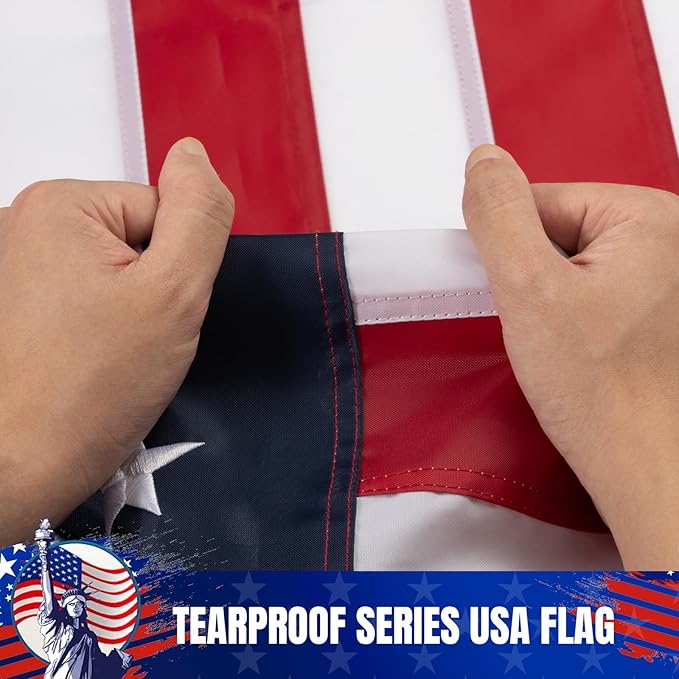 American Flag 4x6Ft for Outside, Long Lasting, Heavy Duty Nylon, Fade Resistant, High Wind US Outdoor Flags with Embroidered Stars, Sewn Stripes, Brass Grommets