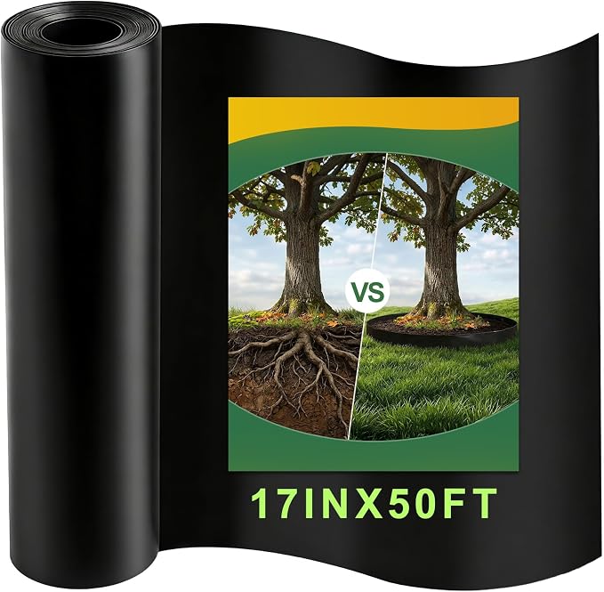 Convivium Tree Root Barrier Roll, 60mil Recycled HDPE Root & Bamboo Barrier for Landscaping, Heavy-Duty Root Blocker for Sidewalks, Driveways & Garden Edging (17in x 50ft x 60mil)