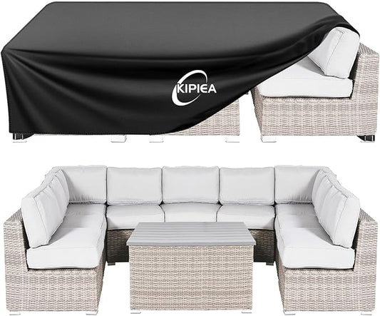 Kipiea Patio Furniture Covers Waterproof Winter, Heavy-Duty Outdoor Furniture Set Covers for Table Chairs, Anti-UV, No Tears or Fading (98" L x 98" W x 28" H)