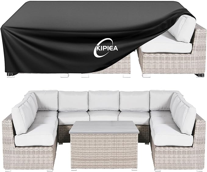 Kipiea Patio Furniture Covers Waterproof Winter, Heavy-Duty Outdoor Furniture Set Covers for Table Chairs, Anti-UV, No Tears or Fading (102" L x 74" W x 27" H)