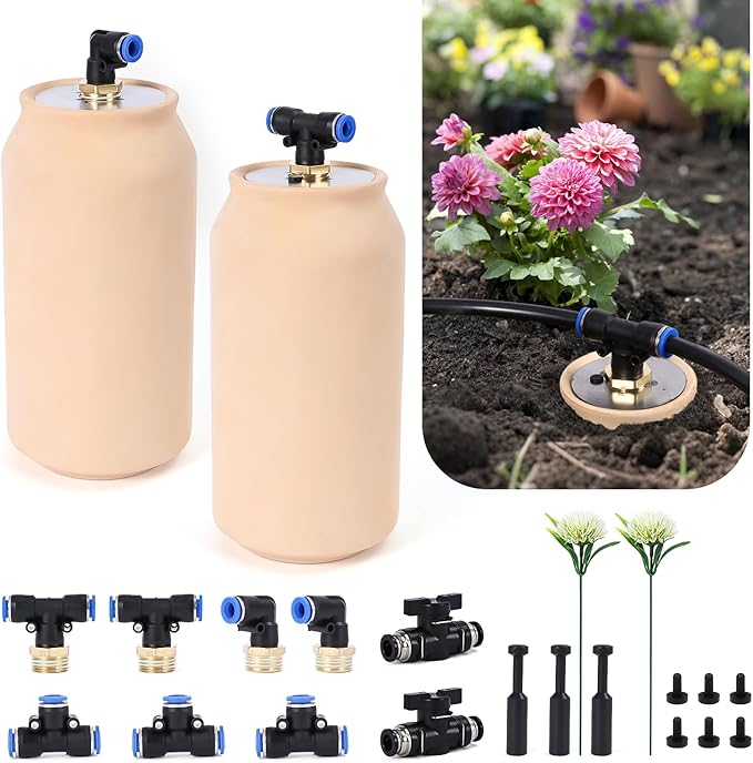 2pcs 4x4x8in 41oz Drip Irrigation System Olla Watering System Insert Devices for Vacation Garden Use Terracotta Olla Pots Classic Vacation Plant Watering Devices