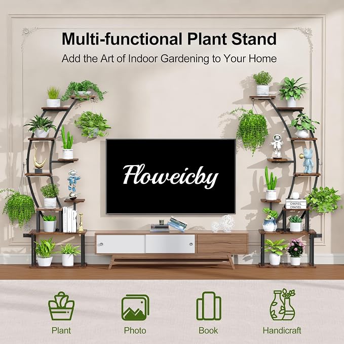 Plant Stand Indoor with Grow Lights: 9 Tiered Metal Plant Shelf Pots For Plant Lovers - 63" Tall Indoor Flower Rack Display Holder Multiple For Room - Corner Large Planter Shelves For Patio,Wall