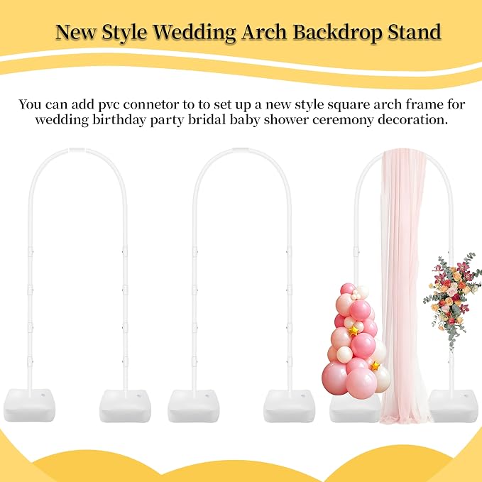 Balloon Arch Kit,Adjustable 8.2FT & 6FT Half Balloon Arch Stand with Base for Birthday Wedding Baby Shower Graduation Party Decorations(White)