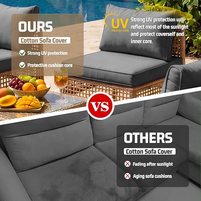 12pcs Outdoor Patio Cushion Covers Replacement, 24" Zippered Outdoor Cushion Covers Waterproof, UV Resistant & Washable Patio Furniture Cushion Covers Waterproof for Patio Sectional, Lght Grayi