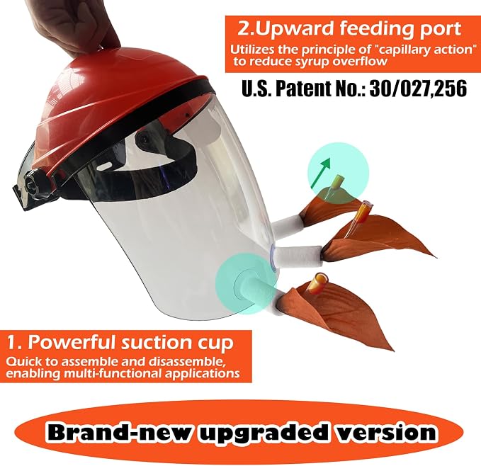 Hummingbird Feeder Helmet - 2025 Upgraded Wearable Mask with Anti-Fog Lens & Bionic Orange Flower, Adjustable for Adults Teens Lightweight PVC