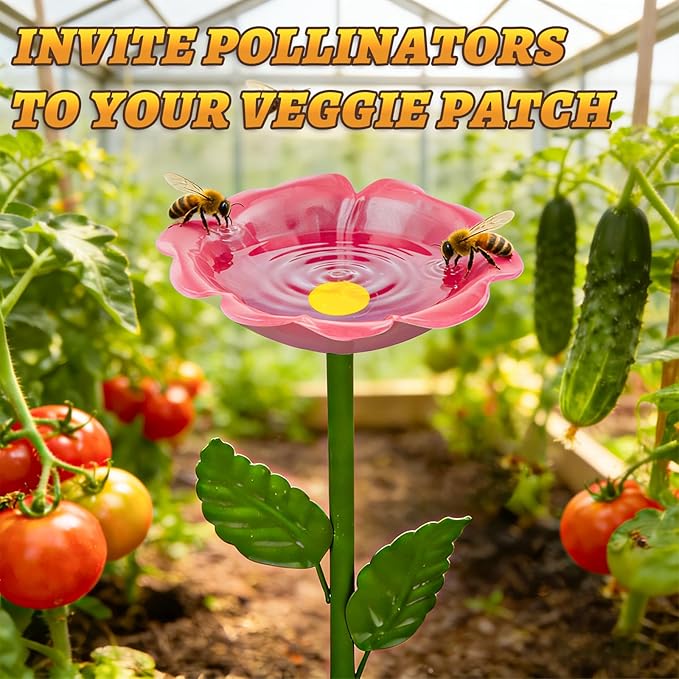 Mellbree Bee Watering Station, 6-Pack Metal Flower Bee Bath for Garden – Attract Butterflies & Pollinators – Colorful Outdoor Gardening Stakes for Yard, Patio, Butterfly Garden, Gardening Essentials