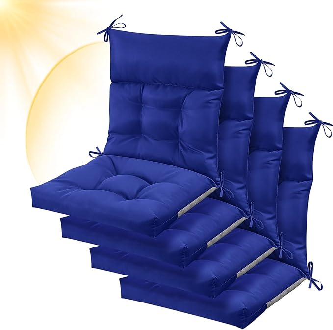 Sintuff 4 Pcs 44 x 21 x 4 Patio Chair Cushions Outdoor Chair Cushion Seat/Back Tufted Pillow with Ties Water Resistant Replacement Indoor Patio Furniture Outdoor Furniture (Solid Color,Navy)