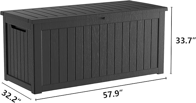 Outdoor Storage Box 275GAL Waterproof Resin Deck Box,Pool Accessories Supplies，UV-Resistant Lockable Package Delivery Bin for Garden Tools,Large Patio Outside Cushions,Chest,Furniture,Black