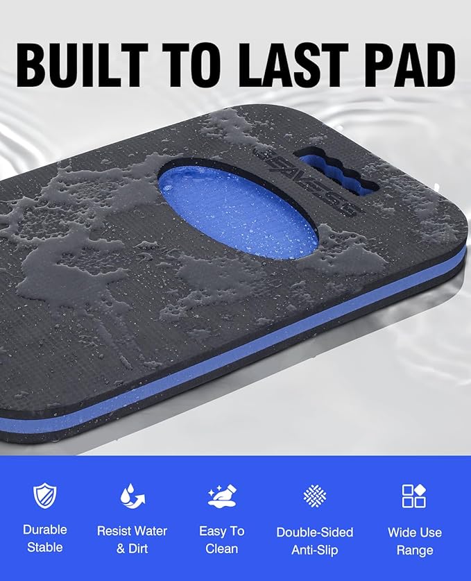 1.1" Extra Thick Garden Kneeling Pad, Comfortable Foam Knee Pad with Handle & Tool Tray, Durable Supportive Knee Cushion for Gardening, Garage Work, Workshop Repairing, 17.5"x12", Black & Blue