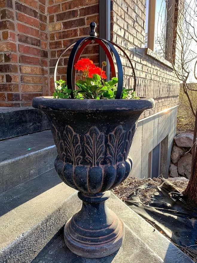 Metal Garden Obelisk Trellis 18"x22" - 2pcs, Large Round Black Plant Frame for Climbing Plants, Indoor/Outdoor Topiary Structure, Ideal for Potted Plant Decor - Outdoor Garden Decoration and Yard Gift