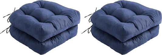 IPYNBAP Outdoor Chair Cushions Set of 2, Patio Chair Cushions with Ties, 19x19+5” Tufted Outdoor Seat Cushions, Waterproof Patio Furniture Cushions, Outdoor Dining Chair Pads, Navy (Pack of 2)