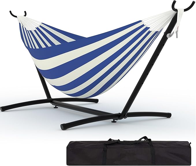 Garvee 2 Person Hammocks with Stand for Outside, Double Hammocks Portable Space Saving Heavy-Duty Steel Stand for Indoor Outdoor Patio with Carrying Bag, 450 lbs Capacity