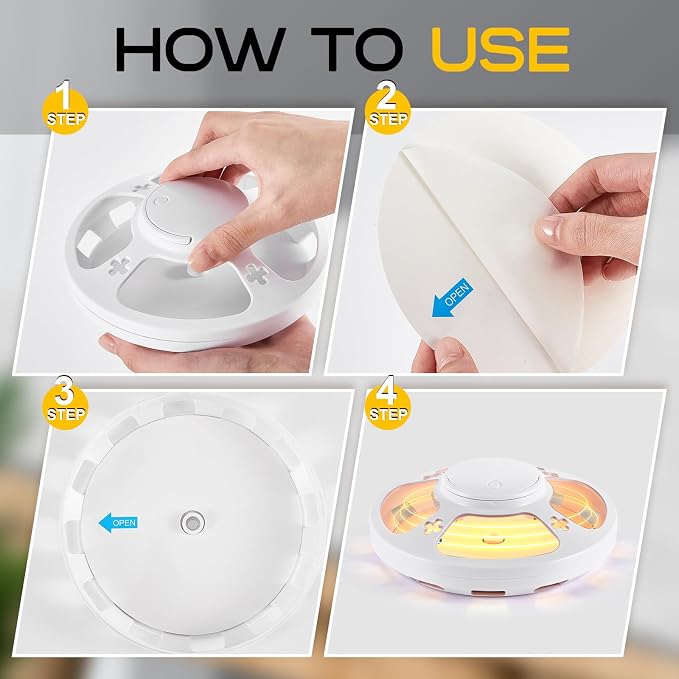 4 Pcs Flea Traps for Inside Your Home with 8 Sticky Pads, Bed Bug Tick Killer Flea Light Gnat Traps Pest Control, UV Night Light Bug Catcher for Bugs Moths Gnat Indoor and Outdoor(White,Black)