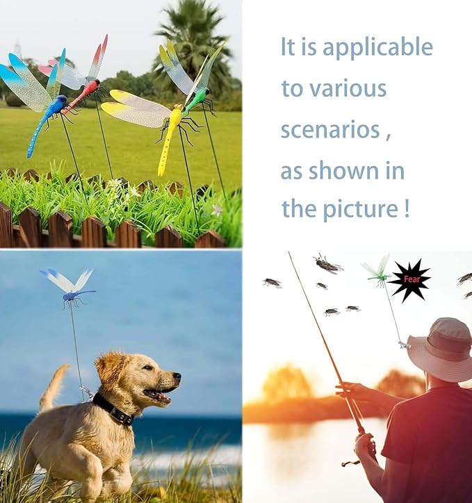 20 Pack Dragon Fly Clips for Bugs Repellent, 3D Artificial Dragonfly Hat Clips, Dragonfly Garden Decor, Garden Bird and Fly Scare Devices for Indoor Outdoor (4 Color)