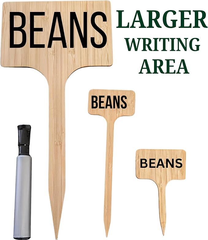 25 Pack 12" Extra Large Bamboo Garden Markers Large Plant Label Tags EasyTo See Bigger Writing Area