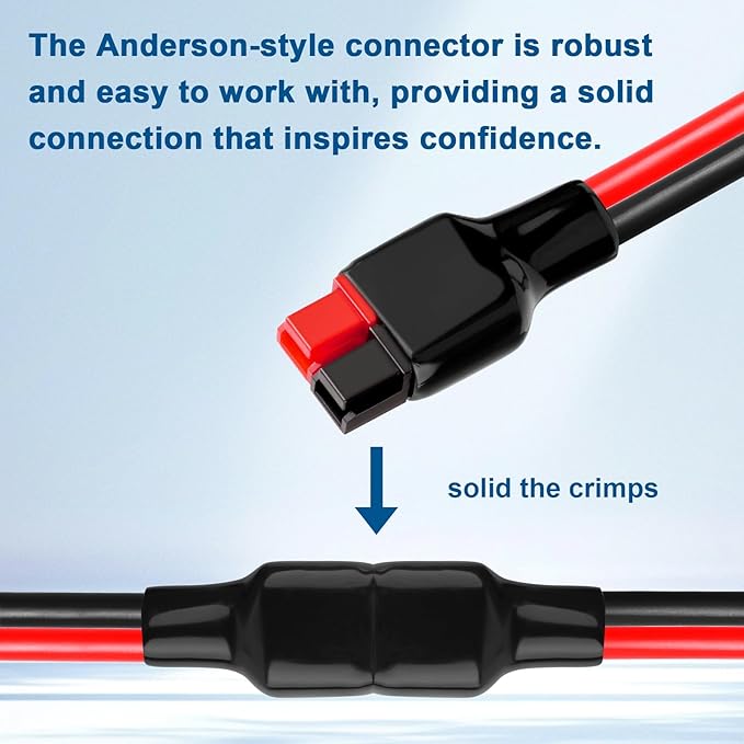 XRDS -RF 10AWG Anderson-Style Extension Cable 30FT, Anderson-Style 30A Connectors, Tinned Copper with PVC Jacket, Power Connect/Disconnect for Solar Panels, RVs, and Battery Systems