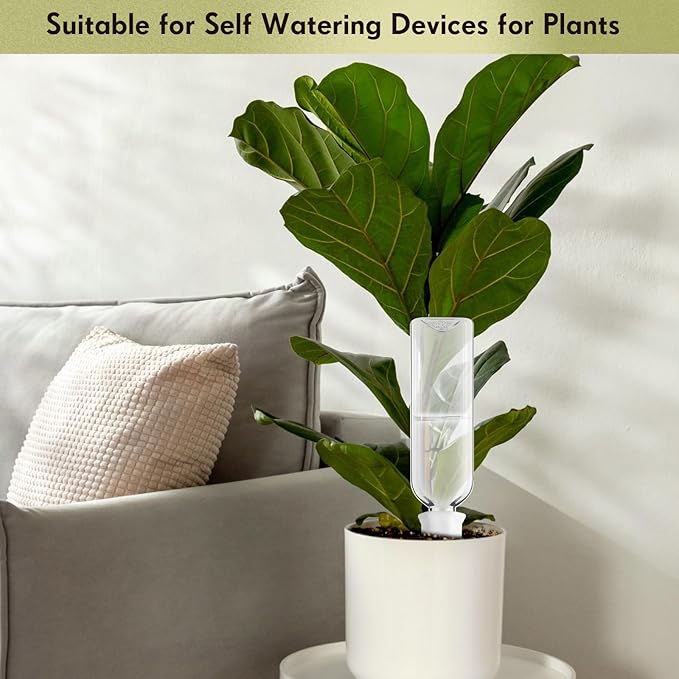 Ziliny 16 Pcs White Terracotta Watering Spikes with 25 oz Plastic Bottles Set, Plant Watering Devices Vacation Plant Waterer Self Watering Planter Devices Slow Release Planter for Indoor Outdoor