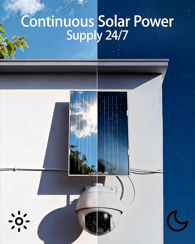 Solar Panel for Ring Security Camera Doorbell Outdoor, 8W Solar Panels Charger with Micro USB, DC & USB-C Port for Rechargeable Battery Camera, IP65, 9.8ft Cable, 360°Adjustable Bracket