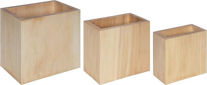 Kate and Laurel Domio Wall Hanging Planter Shelves, Set of 3, Natural Wood, Geometric Nesting Planter Collection