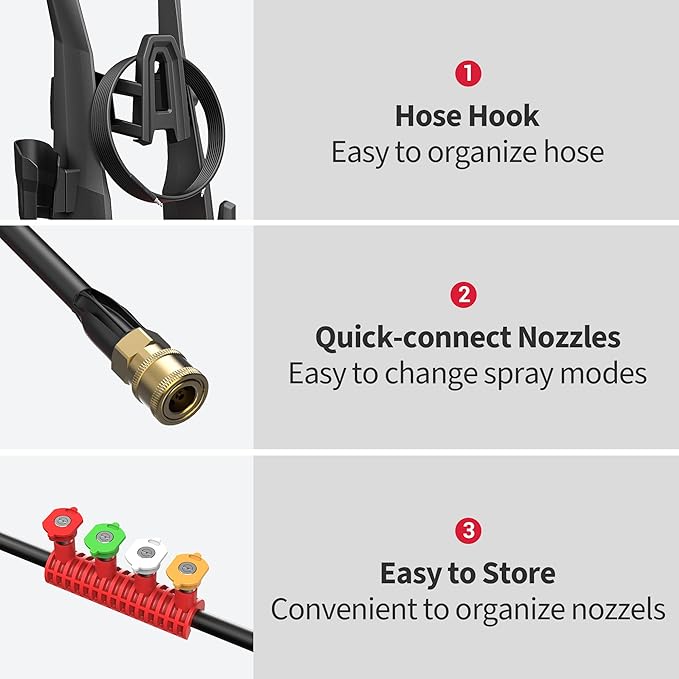 Electric Pressure Washer, 2.5 GPM Power Washer with 4 Quick Connect Nozzles & Foam Cannon, Portable High Pressure Washer Cleaning Machine for Cars Fences Driveways Patios