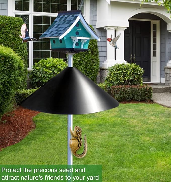 19 Inch PP Squirrel Proof Baffle for Protecting Outside Pole Bird Feeders and Bird Houses, Pole Mount Raccoon and Squirrel Guard Stopper for Shepherd Hooks - Black, 2 Pack